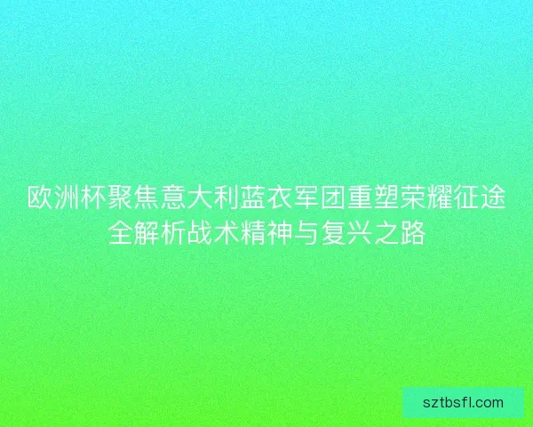 欧洲杯聚焦意大利蓝衣军团重塑荣耀征途全解析战术精神与复兴之路